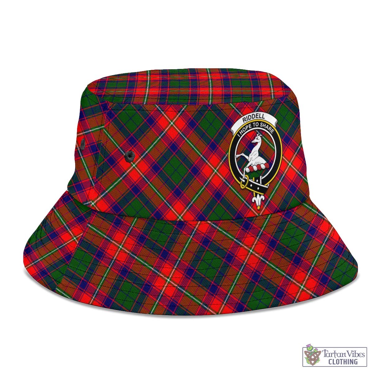 Tartan Vibes Clothing Riddell Tartan Bucket Hat with Family Crest