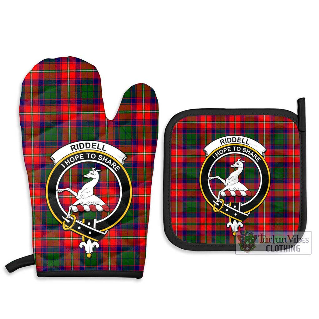 Riddell Tartan Combo Oven Mitt & Pot-Holder with Family Crest Combo 1 Oven Mitt & 2 Pot-Holder Black - Tartan Vibes Clothing