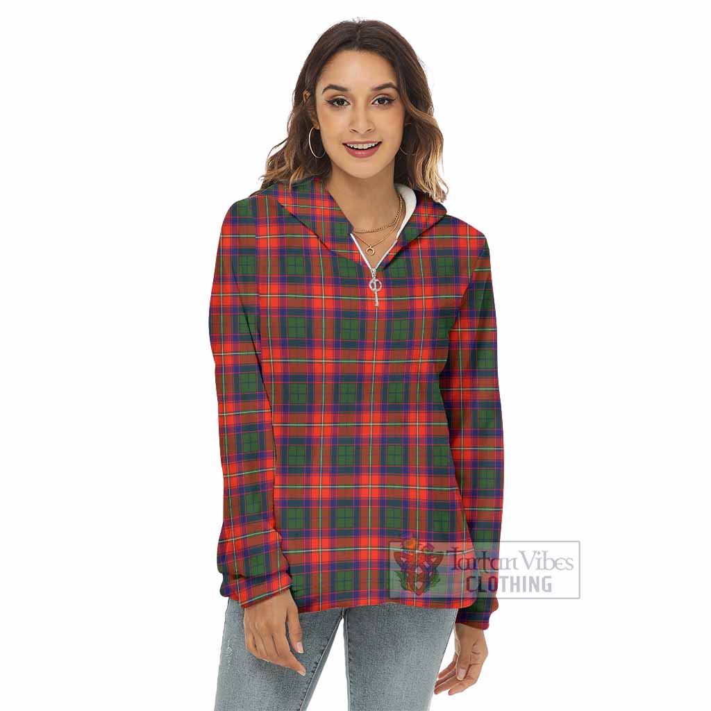 Tartan Vibes Clothing Riddell Tartan Women's Borg  Half Zip Fleece Hoodie