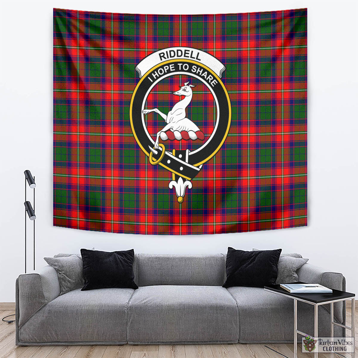 Tartan Vibes Clothing Riddell Tartan Tapestry Wall Hanging and Home Decor for Room with Family Crest