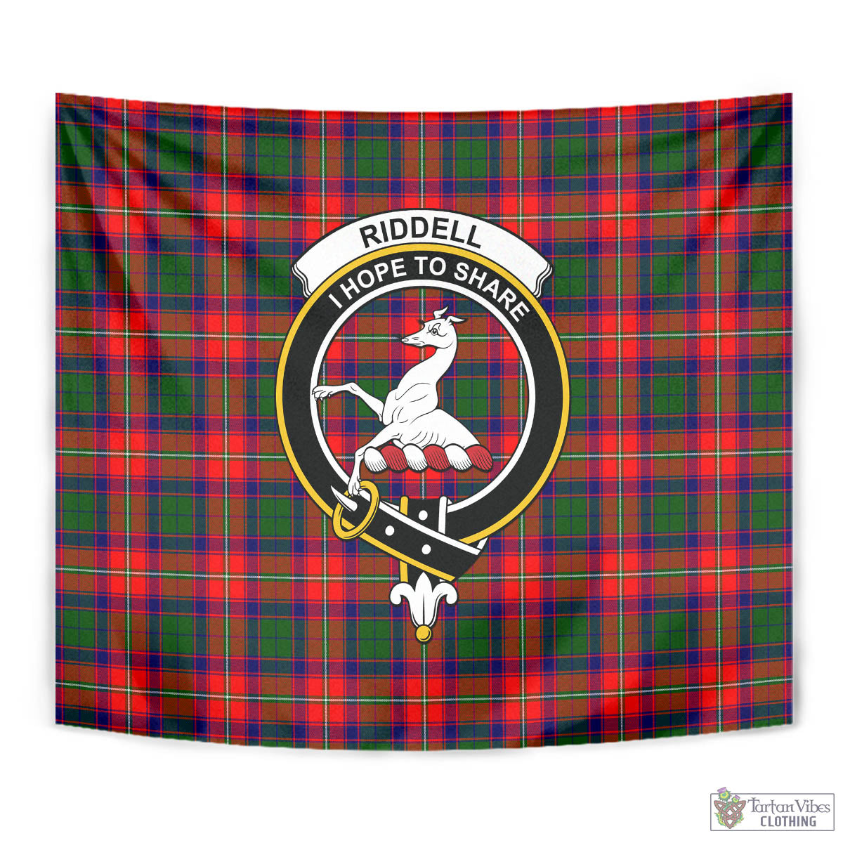 Tartan Vibes Clothing Riddell Tartan Tapestry Wall Hanging and Home Decor for Room with Family Crest