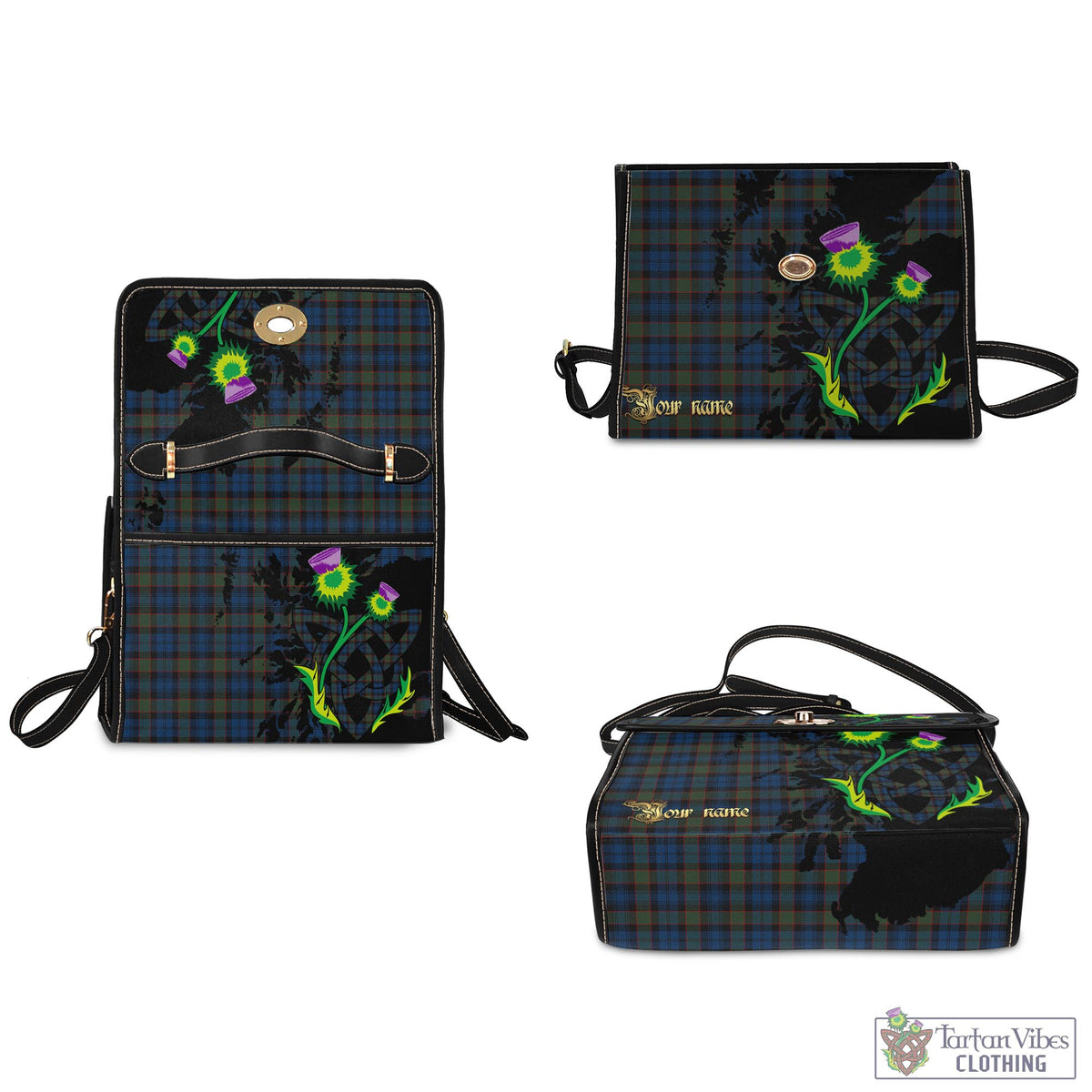 Riddoch Tartan Waterproof Canvas Bag with Scotland Map and Thistle Celtic Accents - Tartan Vibes Clothing