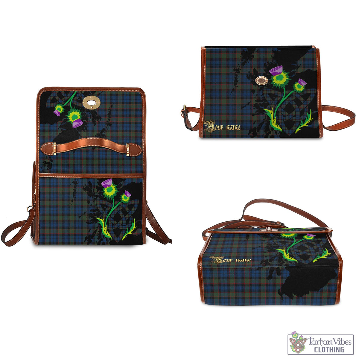 Riddoch Tartan Waterproof Canvas Bag with Scotland Map and Thistle Celtic Accents - Tartan Vibes Clothing