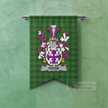 Riggs Irish Clan Tartan Gonfalon, Tartan Banner with Coat of Arms Fishtail - Tartan Vibes Clothing
