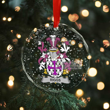 Riggs Irish Clan Christmas Glass Ornament with Coat of Arms - 2D-tartanvibesclothing