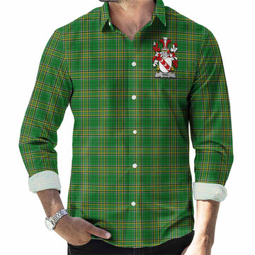 Ring Irish Clan Tartan Long Sleeve Button Up with Coat of Arms Men's Shirt - Tartan Vibes Clothing