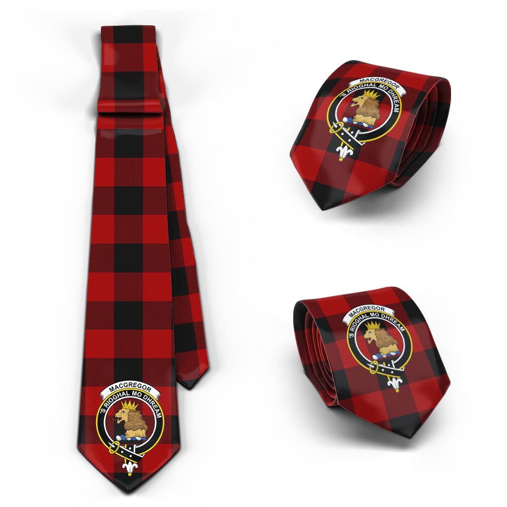 Rob Roy Macgregor Tartan Classic Necktie with Family Crest Necktie One Size - Tartan Vibes Clothing