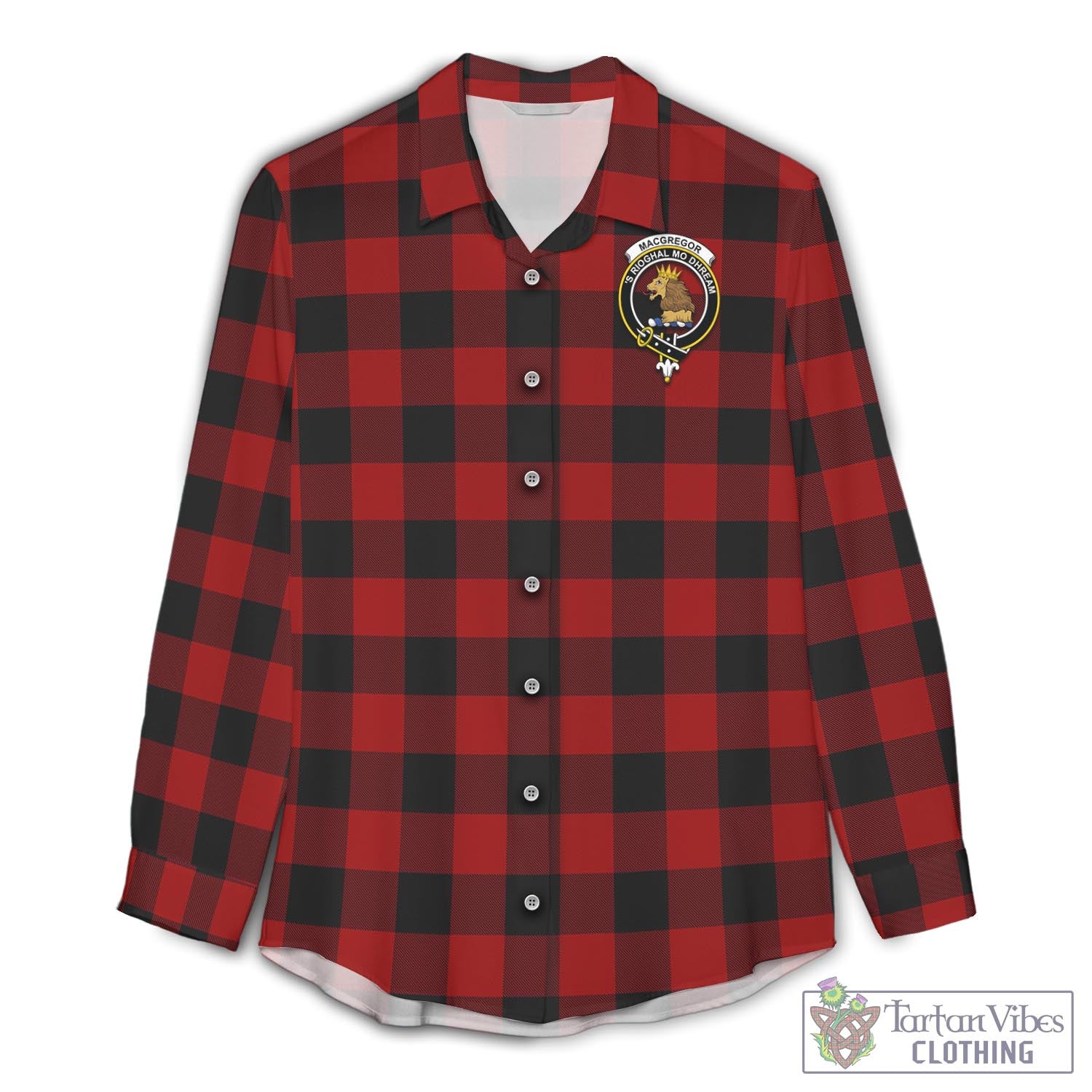 Tartan Vibes Clothing Rob Roy Macgregor Tartan Womens Casual Shirt with Family Crest