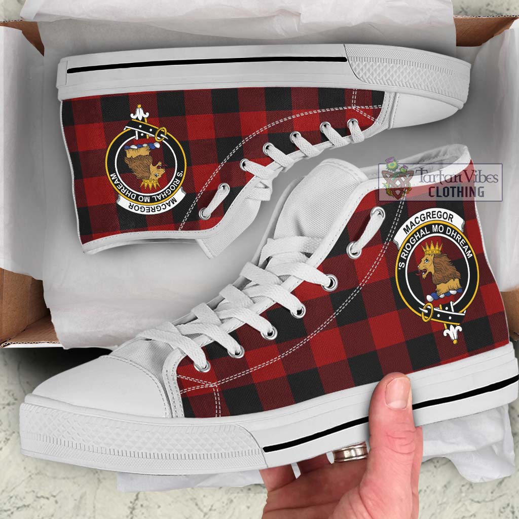 Tartan Vibes Clothing Rob Roy Macgregor Tartan High Top Shoes with Family Crest