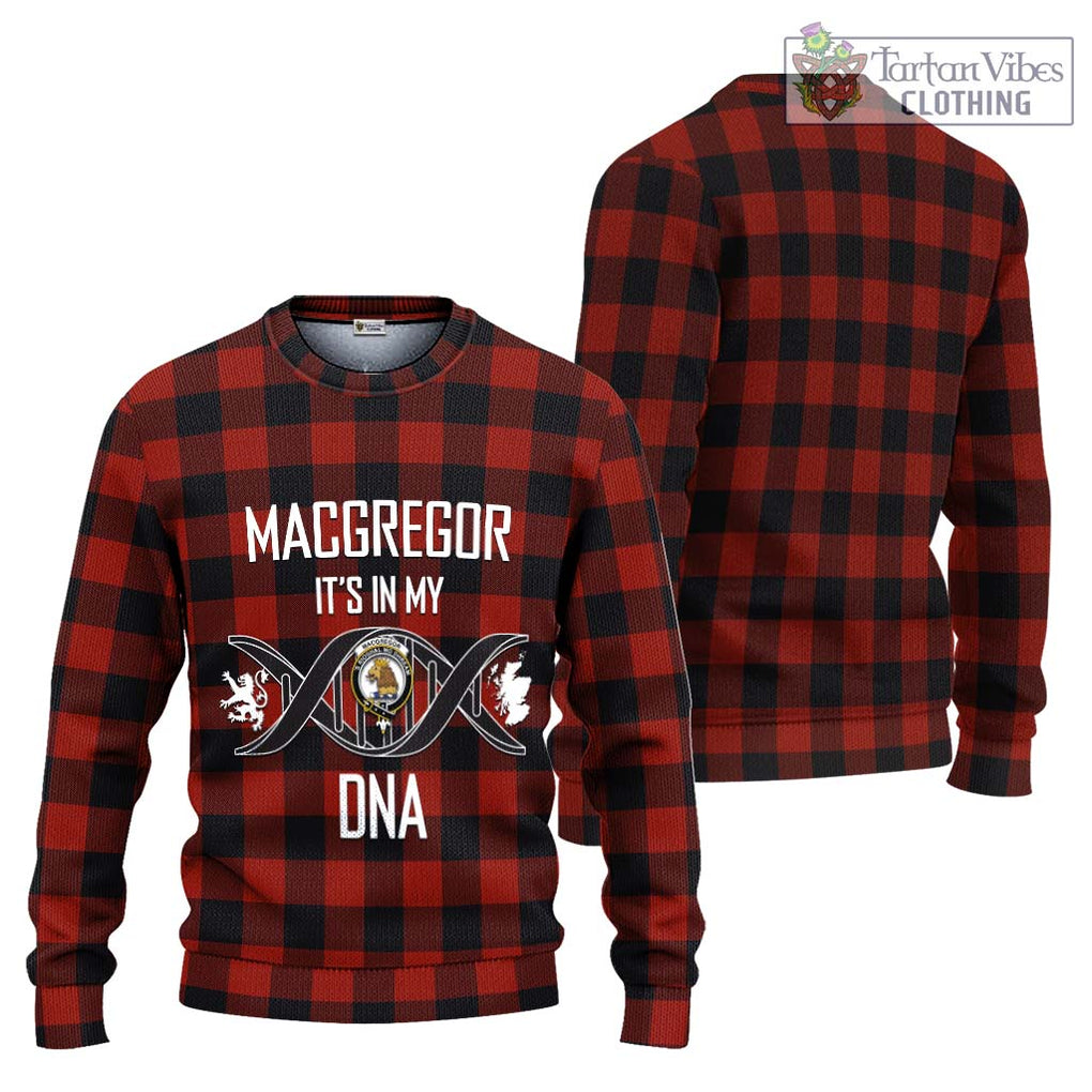 Rob Roy Macgregor Tartan Knitted Sweater with Family Crest DNA In Me Style Unisex - Tartanvibesclothing Shop