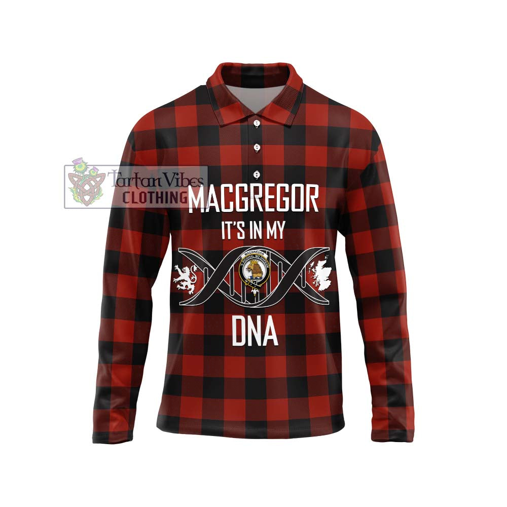 Rob Roy Macgregor Tartan Long Sleeve Polo Shirt with Family Crest DNA In Me Style Unisex - Tartanvibesclothing Shop