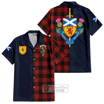 Rob Roy Macgregor Tartan Short Sleeve Button Shirt Alba with Scottish Lion Royal Arm Half Style