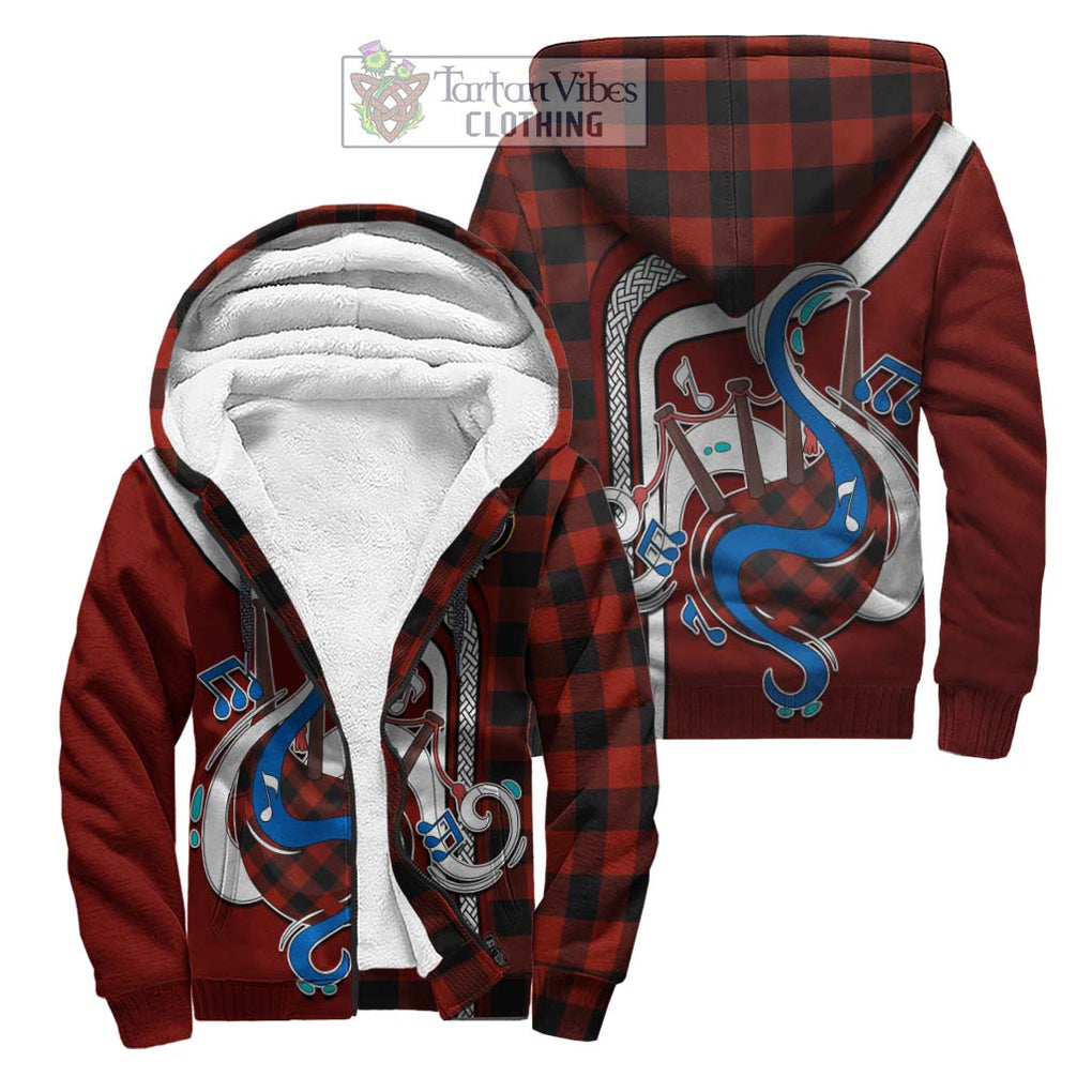 Rob Roy Macgregor Tartan Sherpa Hoodie with Epic Bagpipe Style Unisex S - Tartanvibesclothing Shop