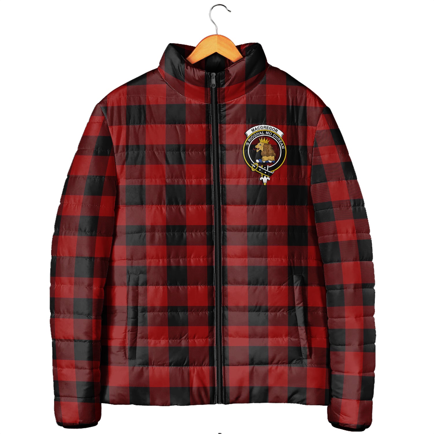 Rob Roy Macgregor Tartan Padded Jacket with Family Crest Men's Padded Jacket - Tartan Vibes Clothing