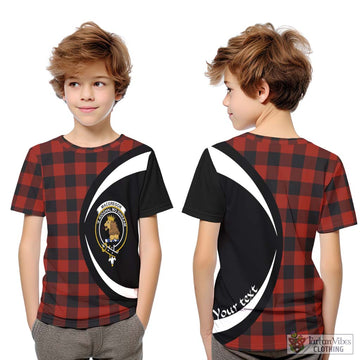 Rob Roy Macgregor Tartan Kid T-Shirt with Family Crest Circle Style