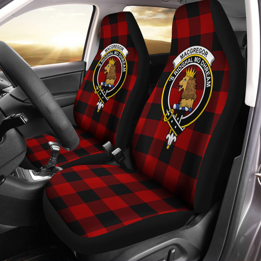 Rob Roy Macgregor Tartan Car Seat Cover with Family Crest One Size - Tartanvibesclothing