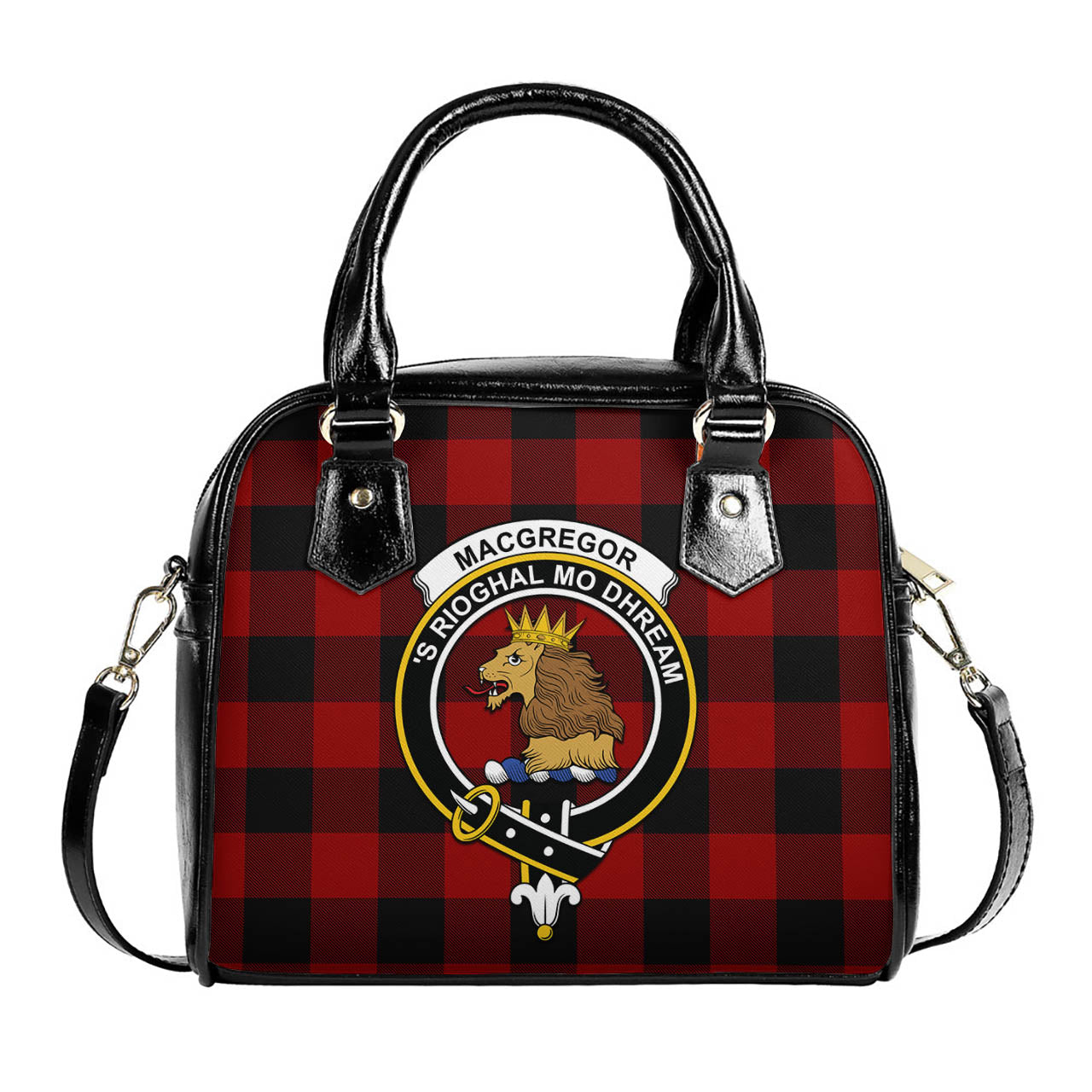 Rob Roy Macgregor Tartan Shoulder Handbags with Family Crest One Size 6*25*22 cm - Tartanvibesclothing