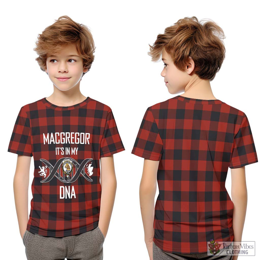 Rob Roy Macgregor Tartan Kid T-Shirt with Family Crest DNA In Me Style Youth XL Size14 - Tartanvibesclothing Shop