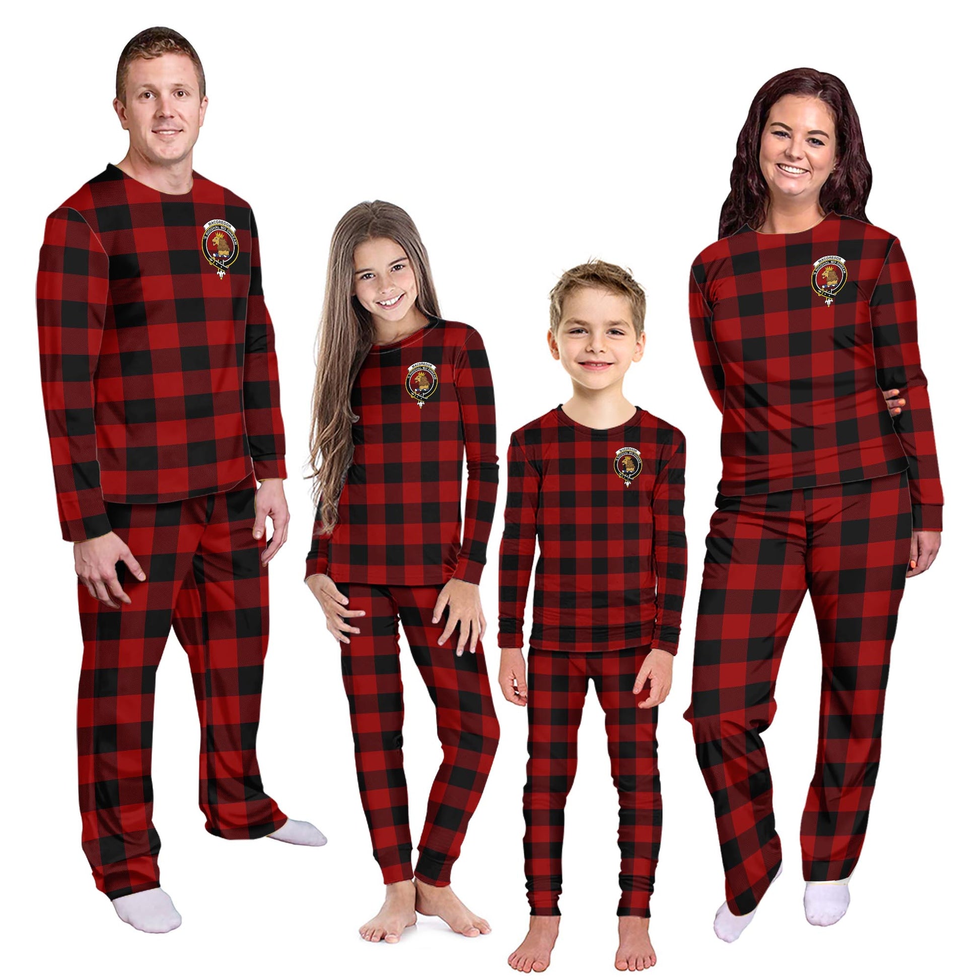 Rob Roy Macgregor Tartan Pajamas Family Set with Family Crest - Tartanvibesclothing