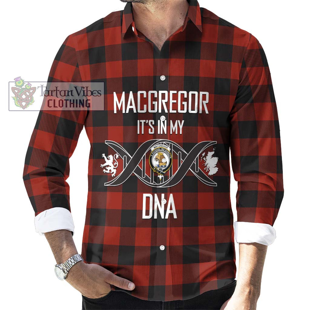 Rob Roy Macgregor Tartan Long Sleeve Button Shirt with Family Crest DNA In Me Style Men's Shirt S - Tartanvibesclothing Shop