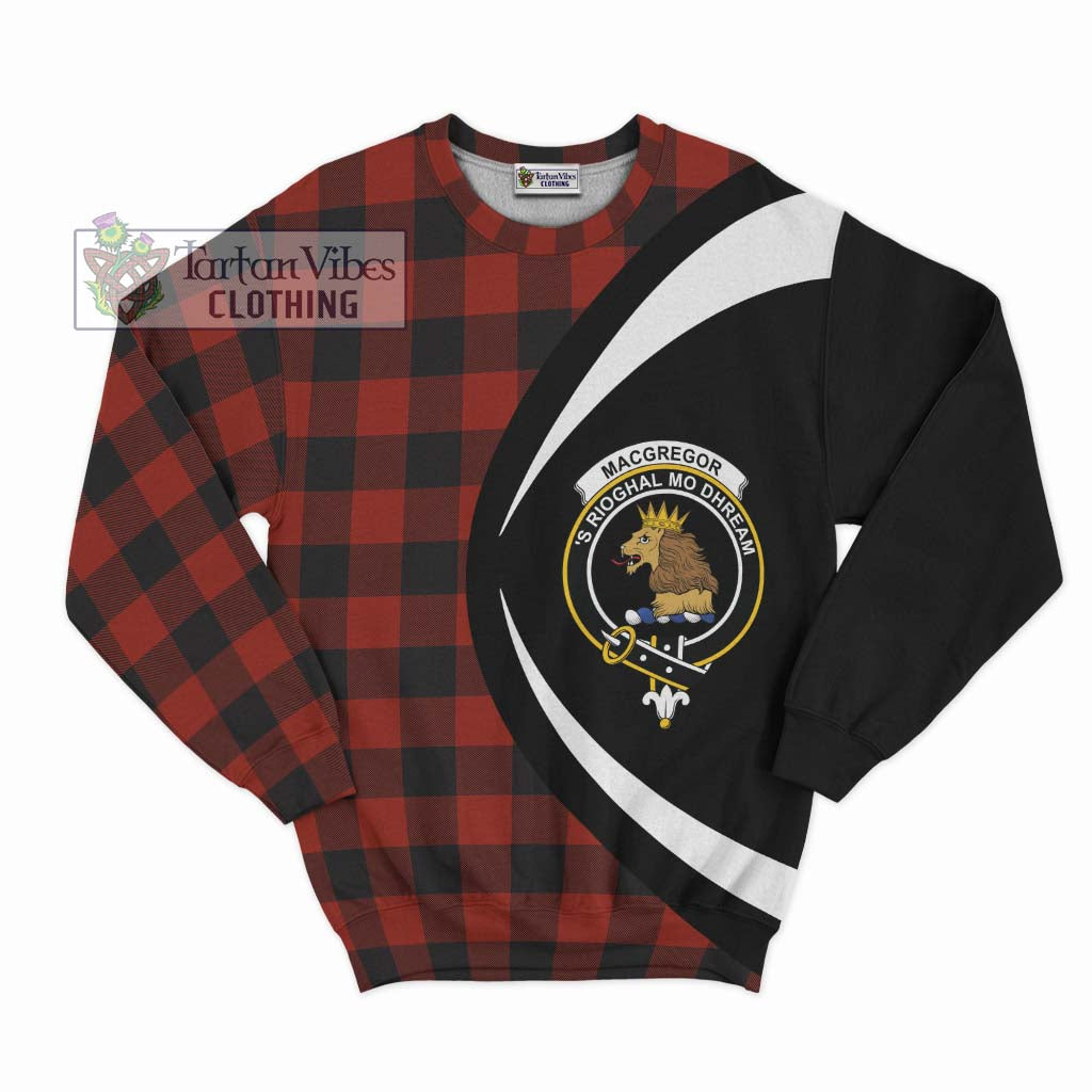 Rob Roy Macgregor Tartan Sweatshirt with Family Crest Circle Style Unisex - Tartan Vibes Clothing