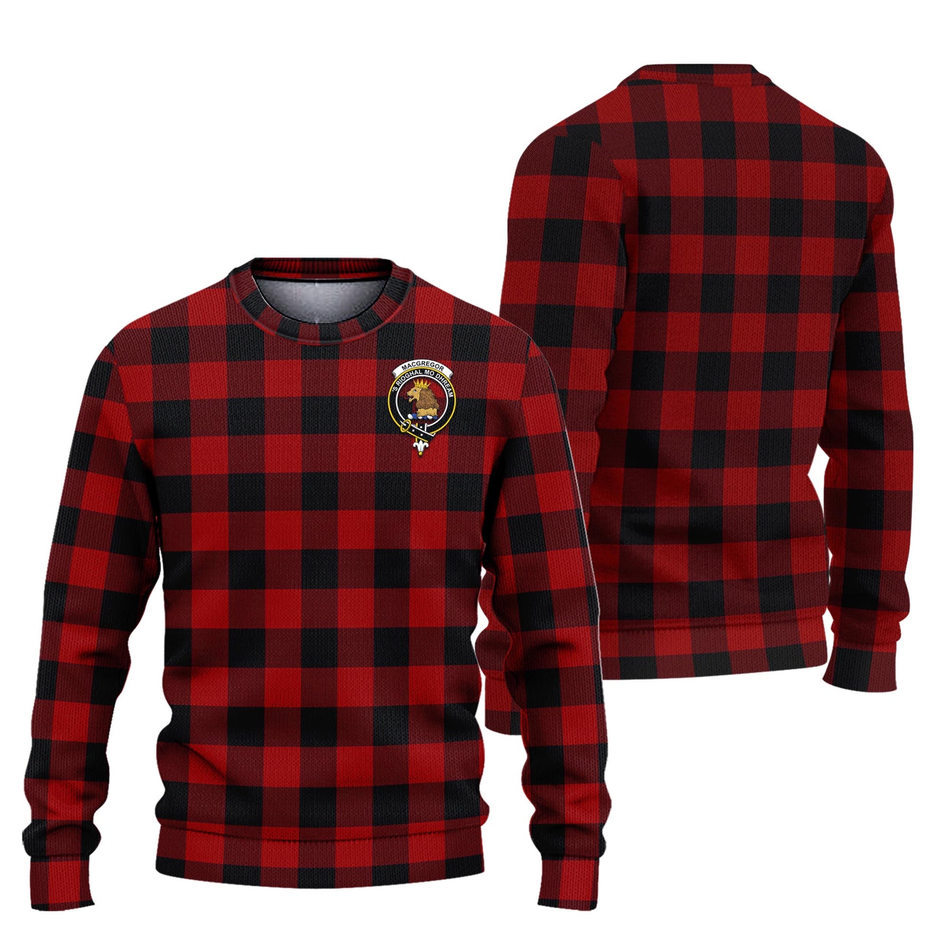 Rob Roy Macgregor Tartan Knitted Sweater with Family Crest Unisex - Tartanvibesclothing