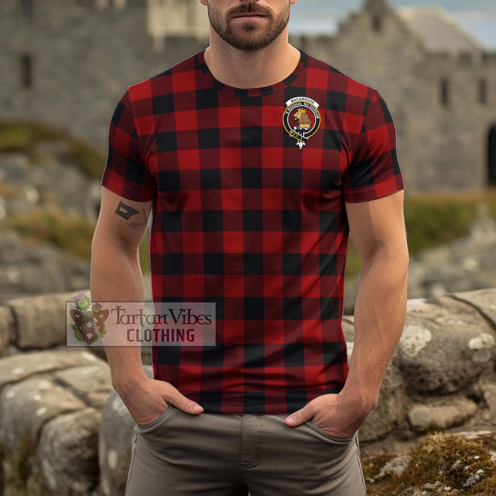 Rob Roy Macgregor Tartan Cotton T-Shirt with Family Crest Men's Shirt - Tartanvibesclothing Shop