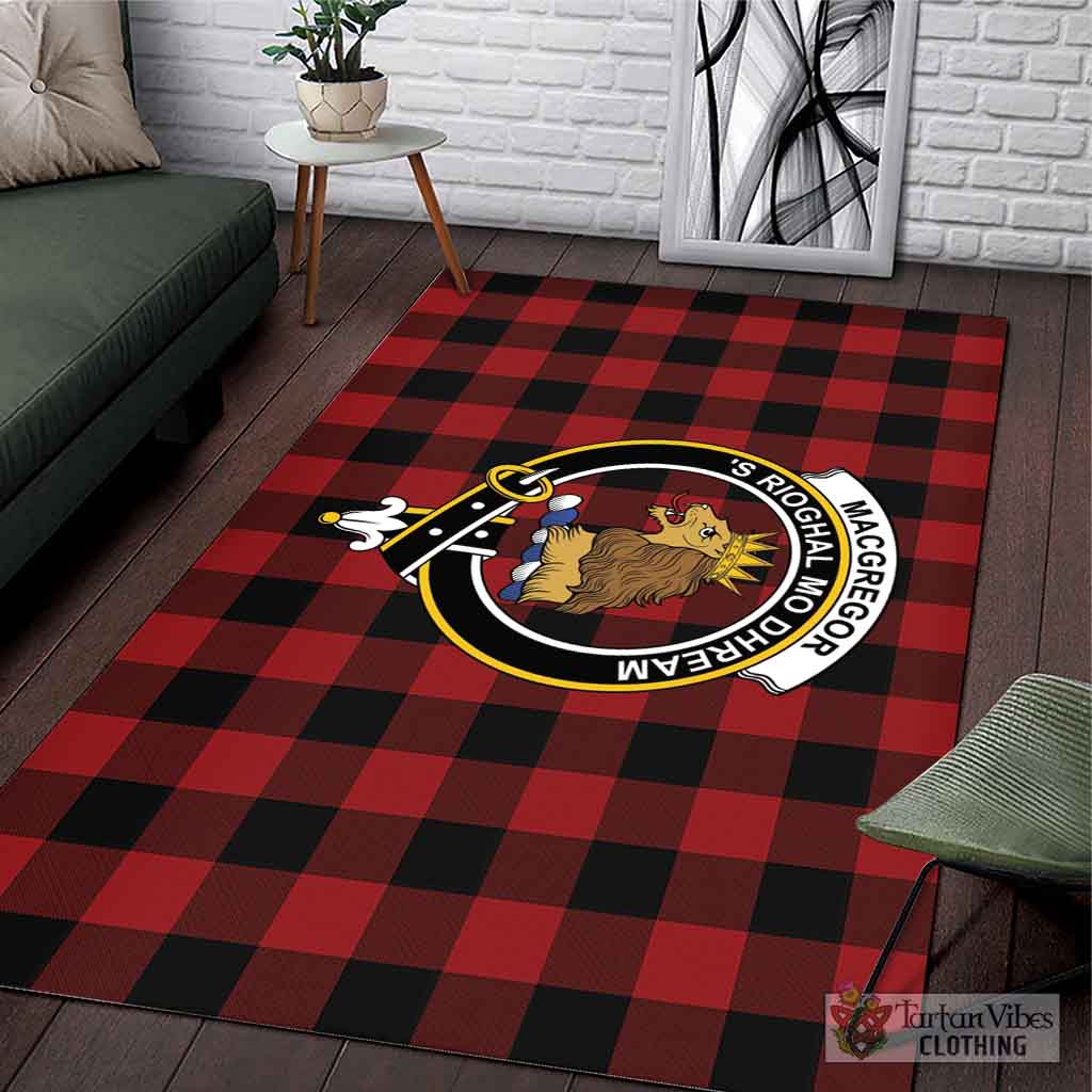 Tartan Vibes Clothing Rob Roy Macgregor Tartan Area Rug with Family Crest