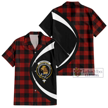 Rob Roy Macgregor Tartan Short Sleeve Button Up with Family Crest Circle Style