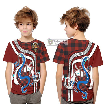 Rob Roy Macgregor Tartan Kid T-Shirt with Epic Bagpipe Style