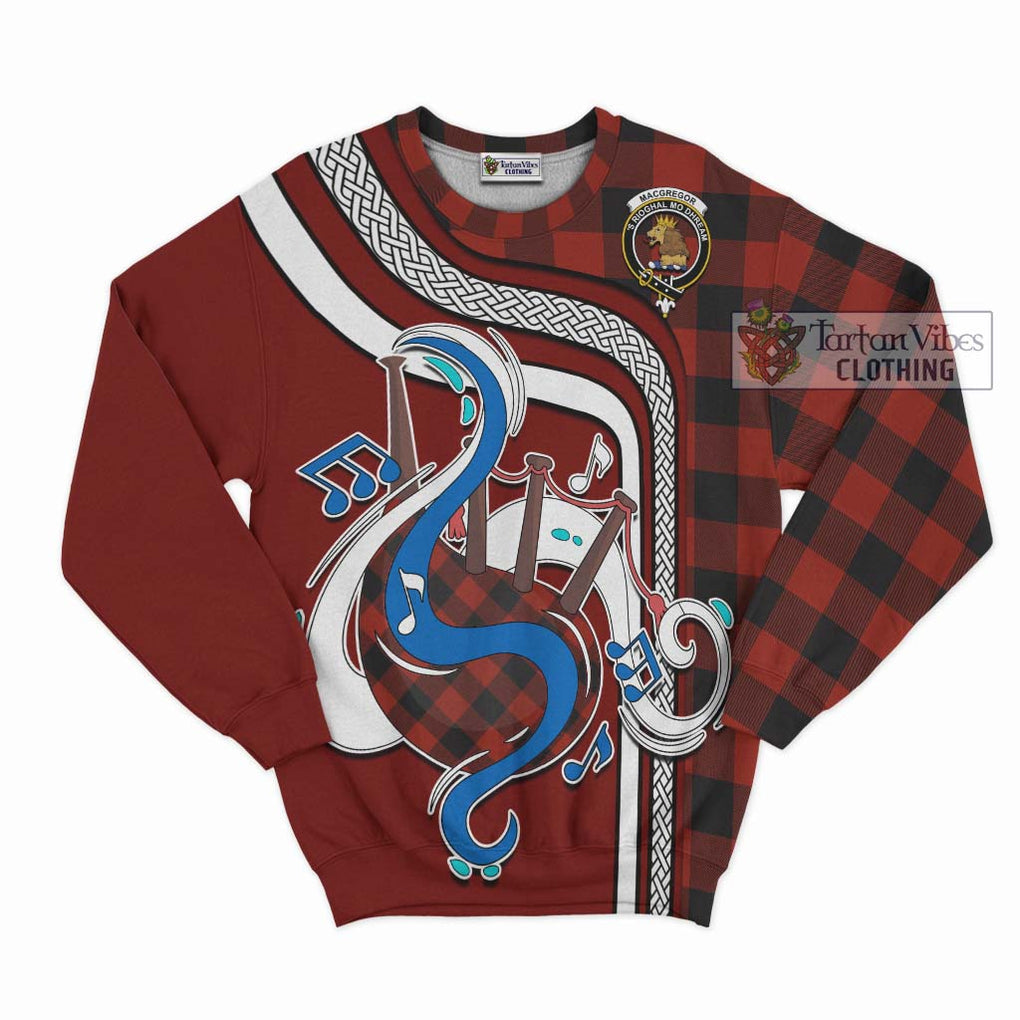 Tartan Vibes Clothing Rob Roy Macgregor Tartan Sweatshirt with Epic Bagpipe Style