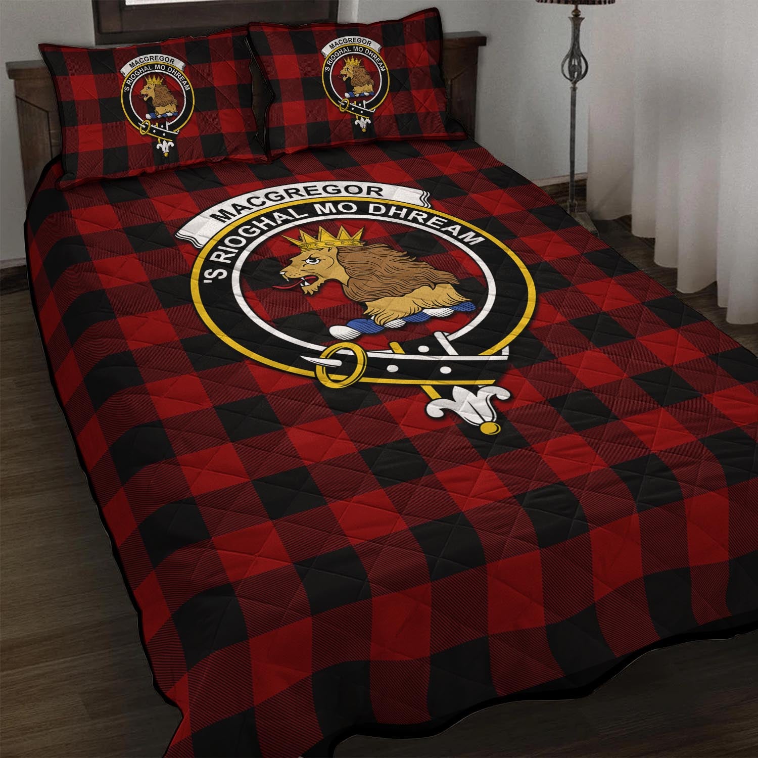 Rob Roy Macgregor Tartan Quilt Bed Set with Family Crest - Tartan Vibes Clothing