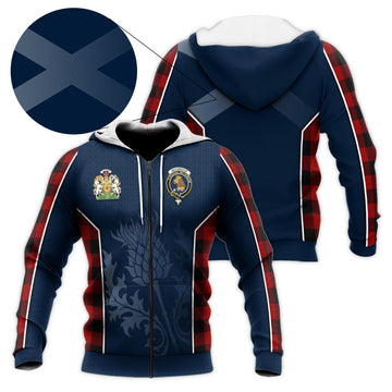 Rob Roy Macgregor Tartan Knitted Hoodie with Family Crest and Scottish Thistle Vibes Sport Style