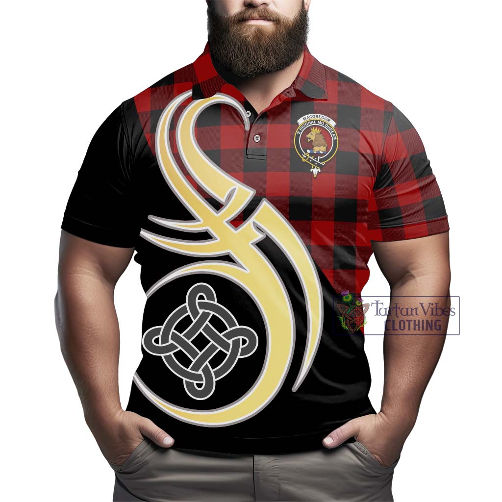 Tartan Vibes Clothing Rob Roy Macgregor Tartan Polo Shirt with Family Crest and Celtic Symbol Style