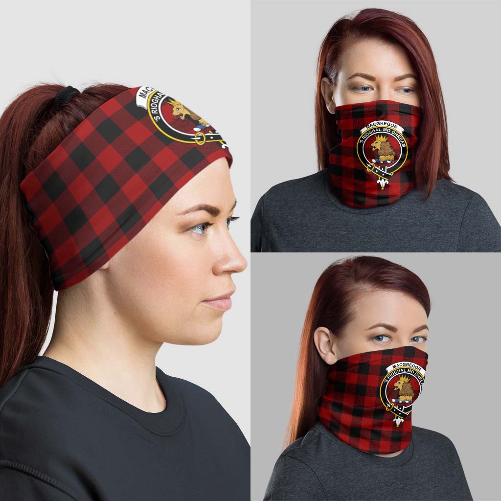 Rob Roy Macgregor Tartan Neck Gaiters, Tartan Bandanas, Tartan Head Band with Family Crest