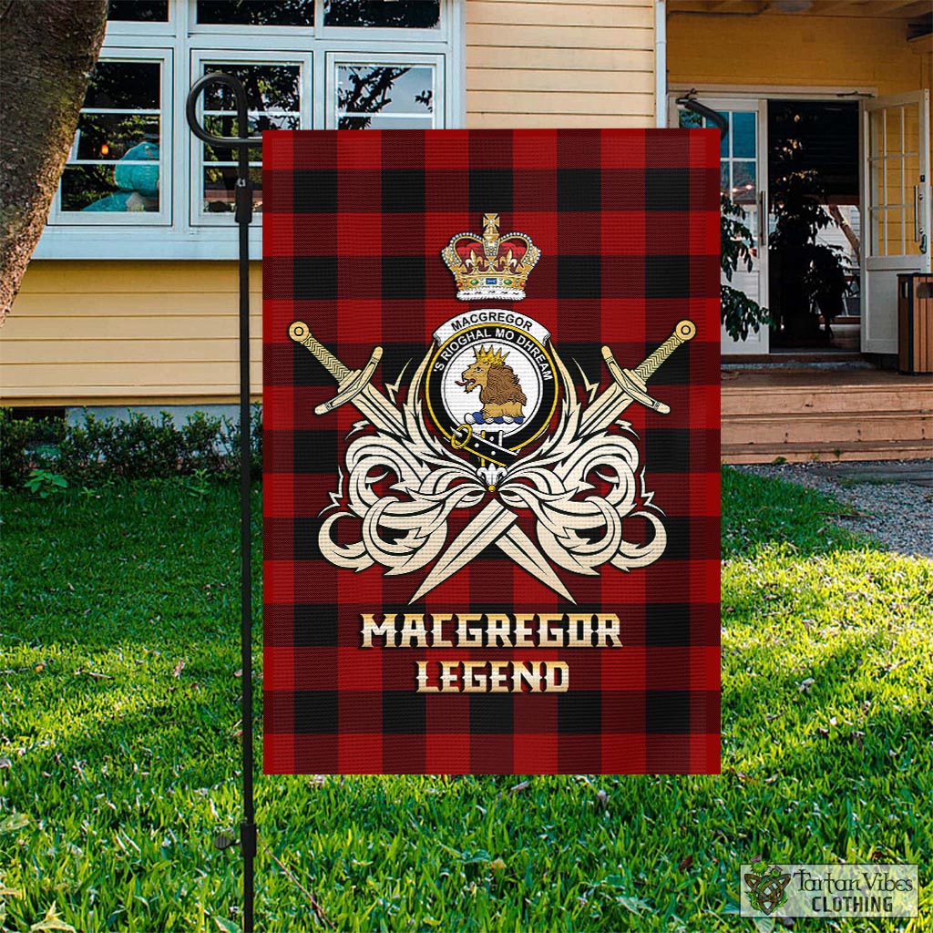 Tartan Vibes Clothing Rob Roy Macgregor Tartan Flag with Clan Crest and the Golden Sword of Courageous Legacy