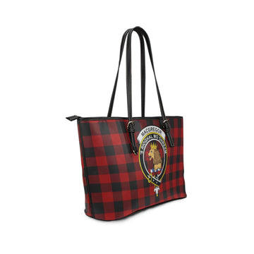 Rob Roy Macgregor Tartan Leather Tote Bag with Family Crest