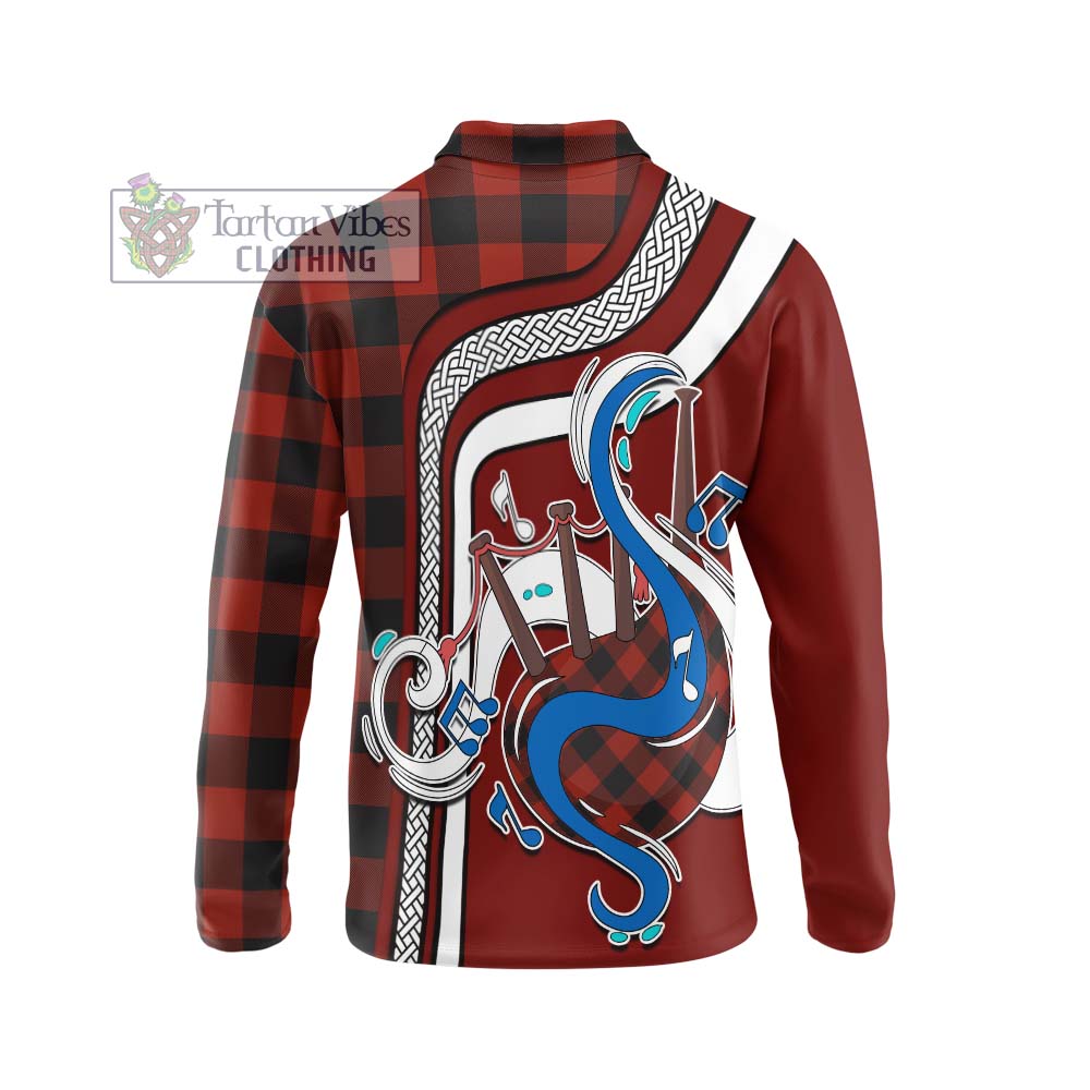 Tartan Vibes Clothing Rob Roy Macgregor Tartan Long Sleeve Polo Shirt with Epic Bagpipe Style