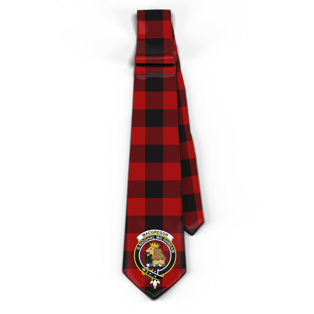 Rob Roy Macgregor Tartan Classic Necktie with Family Crest - Tartan Vibes Clothing