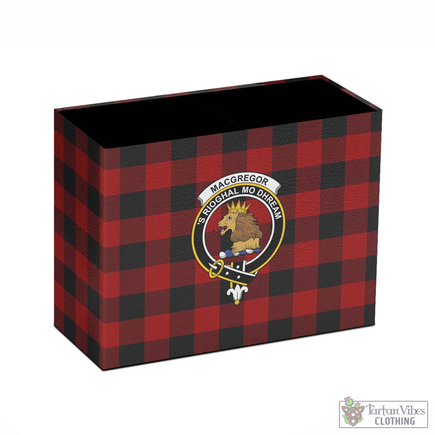 Tartan Vibes Clothing Rob Roy Macgregor Tartan Pen Holder with Family Crest