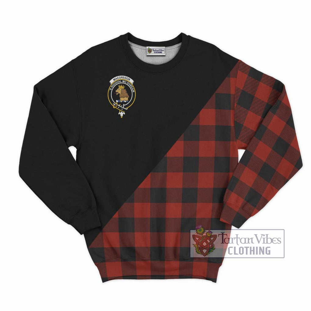 Rob Roy Macgregor Tartan Sweatshirt with Family Crest and Military Logo Style - Tartanvibesclothing Shop