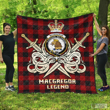 Rob Roy Macgregor Tartan Quilt with Clan Crest and the Golden Sword of Courageous Legacy