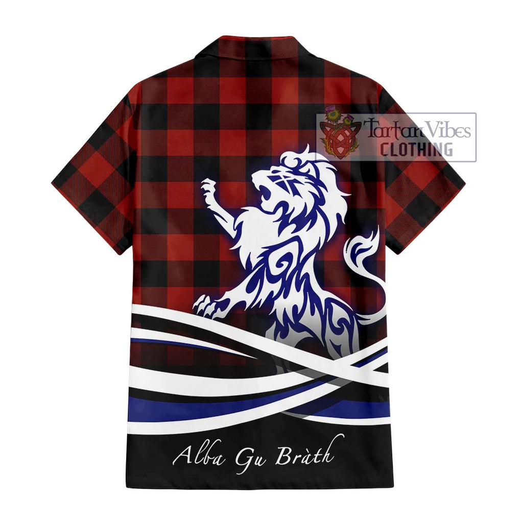 Rob Roy Macgregor Tartan Short Sleeve Button Shirt with Alba Gu Brath Regal Lion Emblem - Tartanvibesclothing Shop