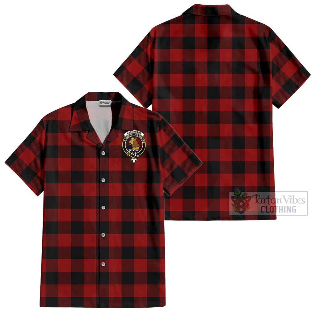 Rob Roy Macgregor Tartan Cotton Hawaiian Shirt with Family Crest Kid - Tartan Vibes Clothing