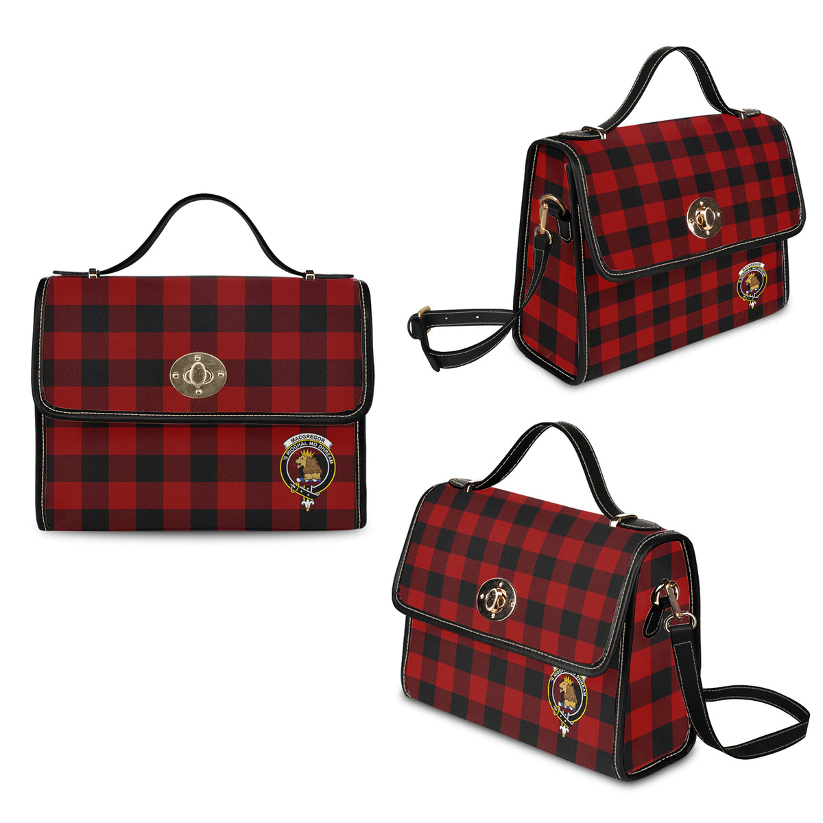 Rob Roy Macgregor Tartan Waterproof Canvas Bag with Family Crest - Tartan Vibes Clothing