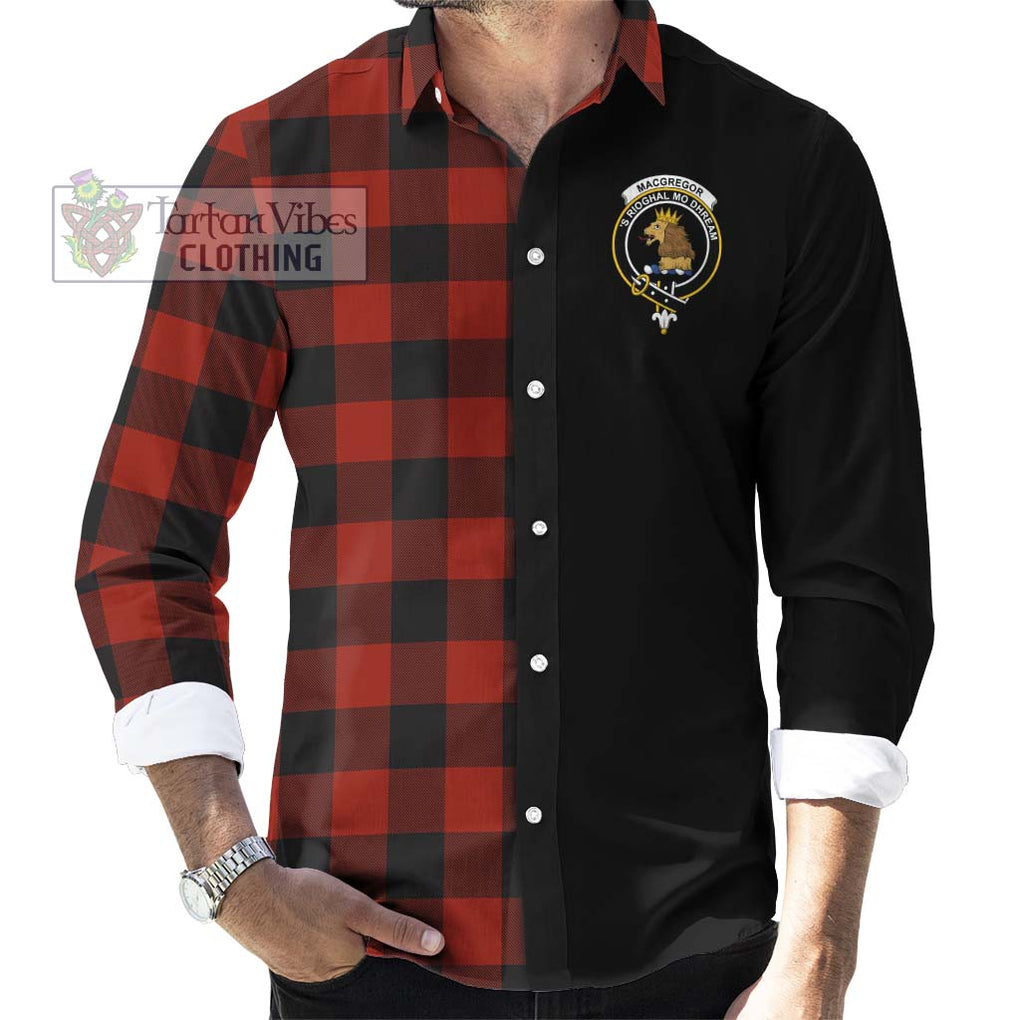 Rob Roy Macgregor Tartan Long Sleeve Button Shirt with Family Crest and Half Of Me Style - Tartanvibesclothing Shop