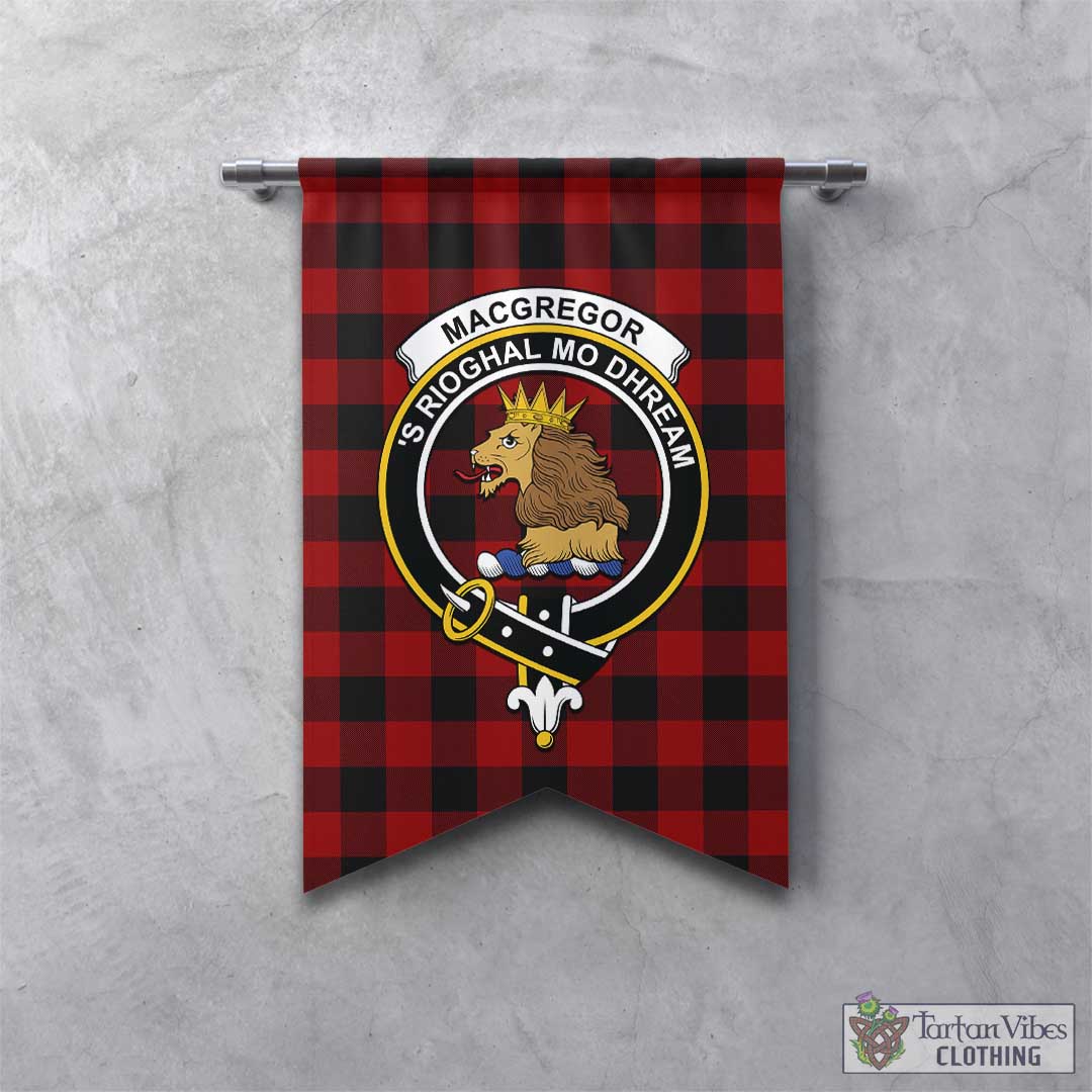 Tartan Vibes Clothing Rob Roy Macgregor Tartan Gonfalon, Tartan Banner with Family Crest