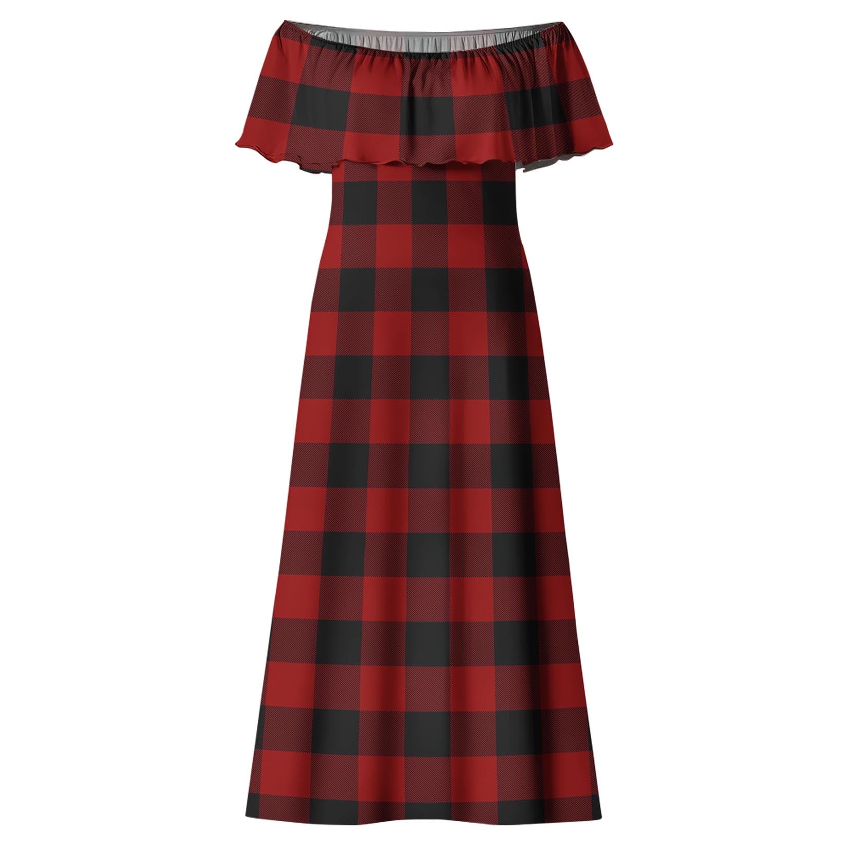 Rob Roy Macgregor Tartan Off Shoulder Long Dress - Tartanvibesclothing