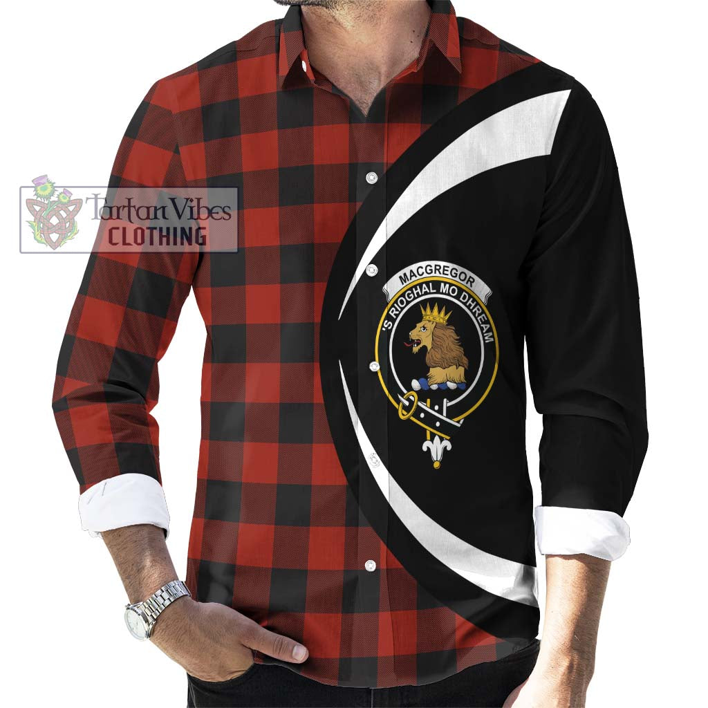 Rob Roy Macgregor Tartan Long Sleeve Button Up with Family Crest Circle Style - Tartan Vibes Clothing