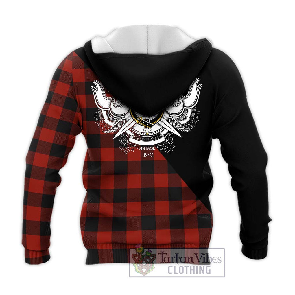 Rob Roy Macgregor Tartan Knitted Hoodie with Family Crest and Military Logo Style - Tartanvibesclothing Shop